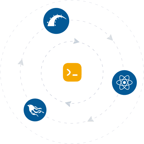 Graphic with programming framework icons