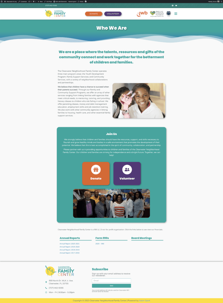 Screenshot of a website designed by Aston Spark