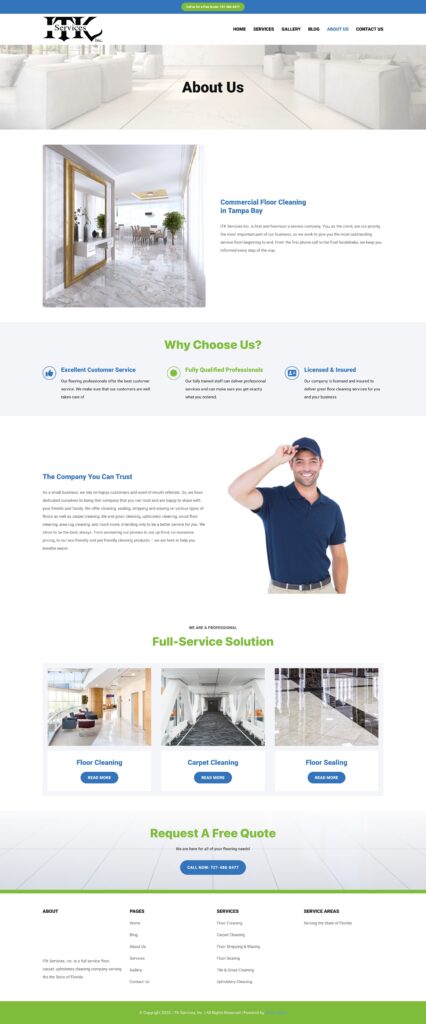 A screenshot of the About page for ITK Services, Inc.
