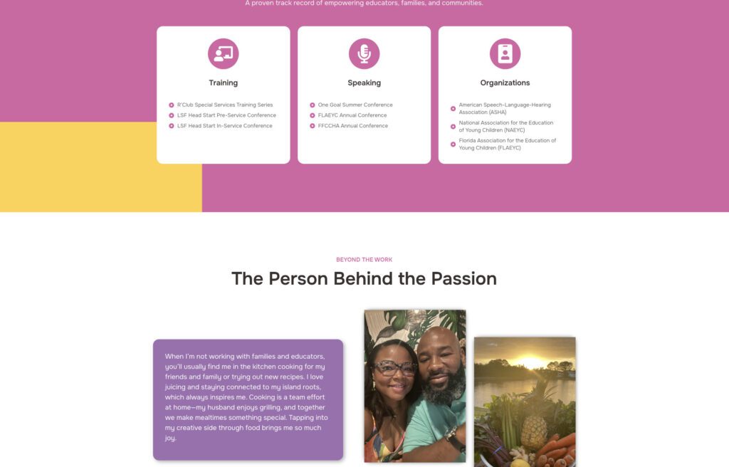 A screen shot of the about page of the website project built for Just Talk To Me Language Solutions